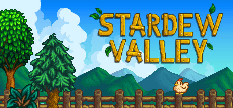 Stardew Valley farm landscape with crops and trees